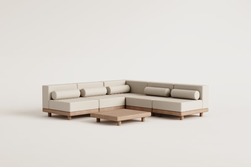 Five-piece outdoor set KORKO with coffee table, acacia
