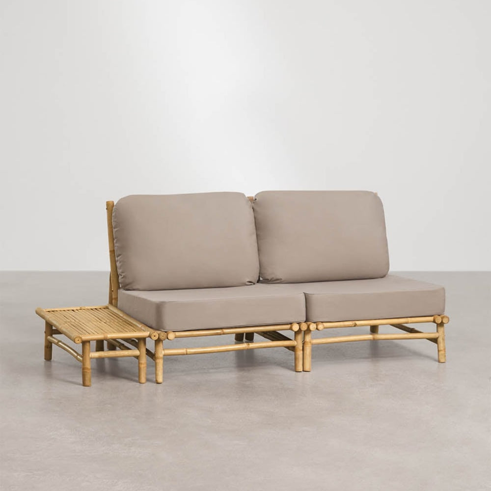 BAMBUS set, sofa and side table, mocha brown