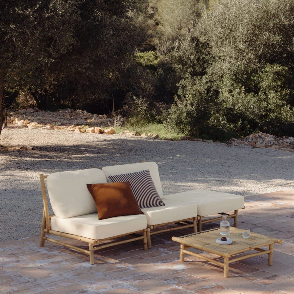 BAMBOO set, sofa, pouffe, and table, white