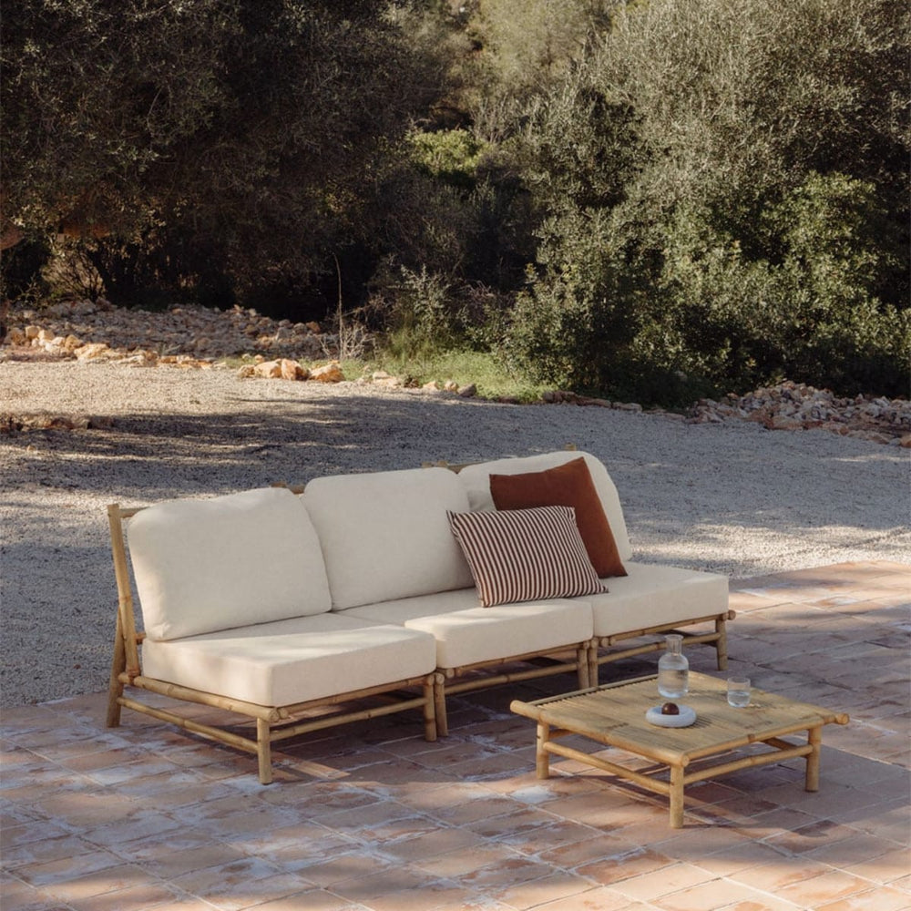 BAMBUS set, 3-piece sofa and table, white