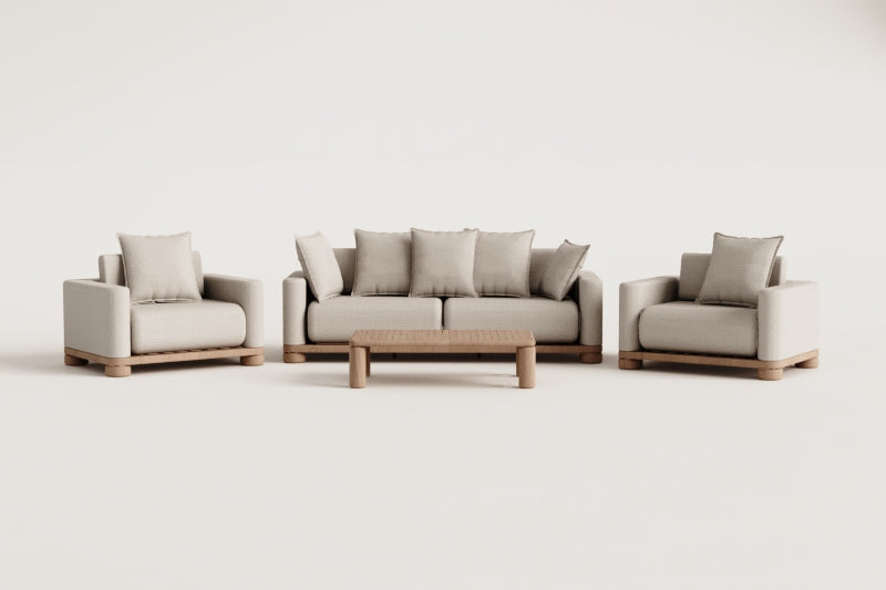 AKANTO set, sofa, 2 armchairs and a table