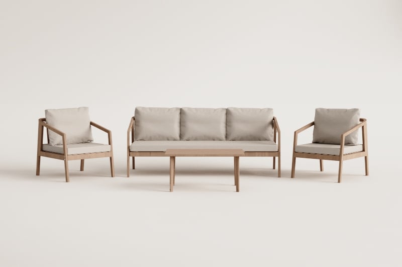VIRVO set, sofa, 2 armchairs and table, five-seater (1 pc.)