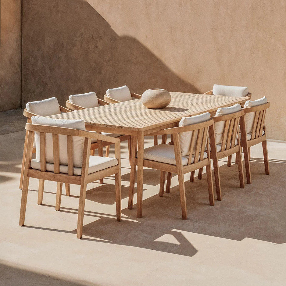 Outdoor Dining Set KAELA, 9-piece, light acacia
