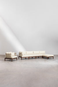 Modulinė sofa DZORELA, tamsi akacija, 4 dalys, 2 foteliai, pufas, fotelis
