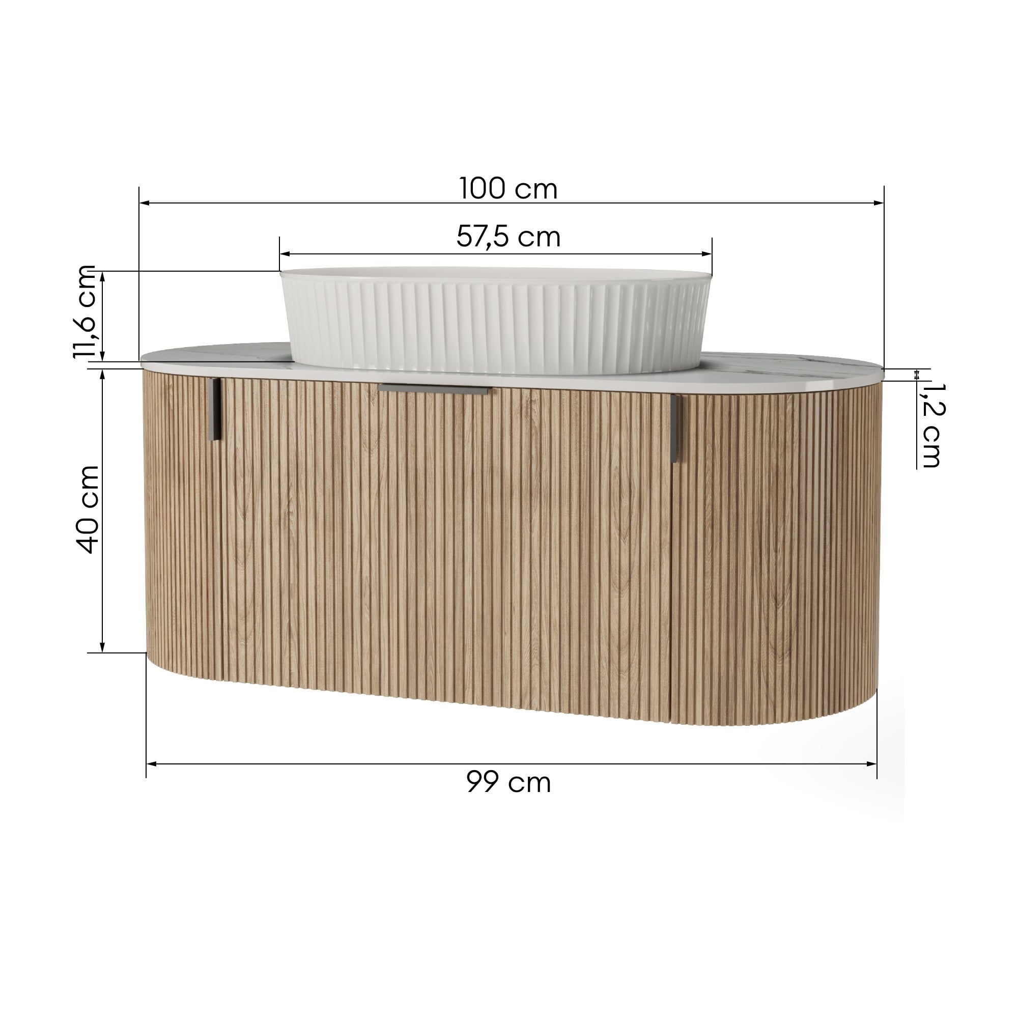 Bathroom furniture set LA VERNOR, oak/white, 100 cm