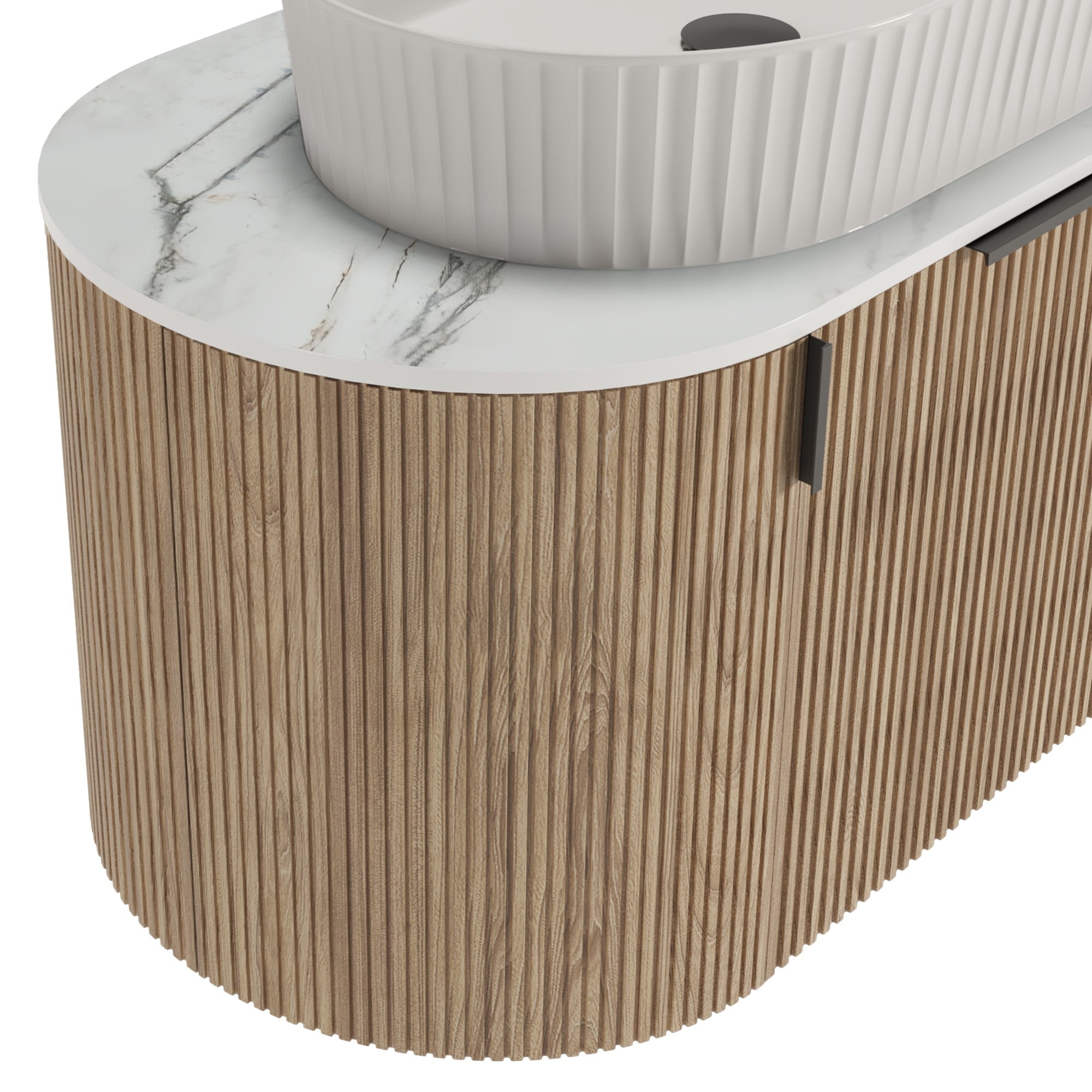 Bathroom furniture set LA VERNOR, oak/white, 80 cm