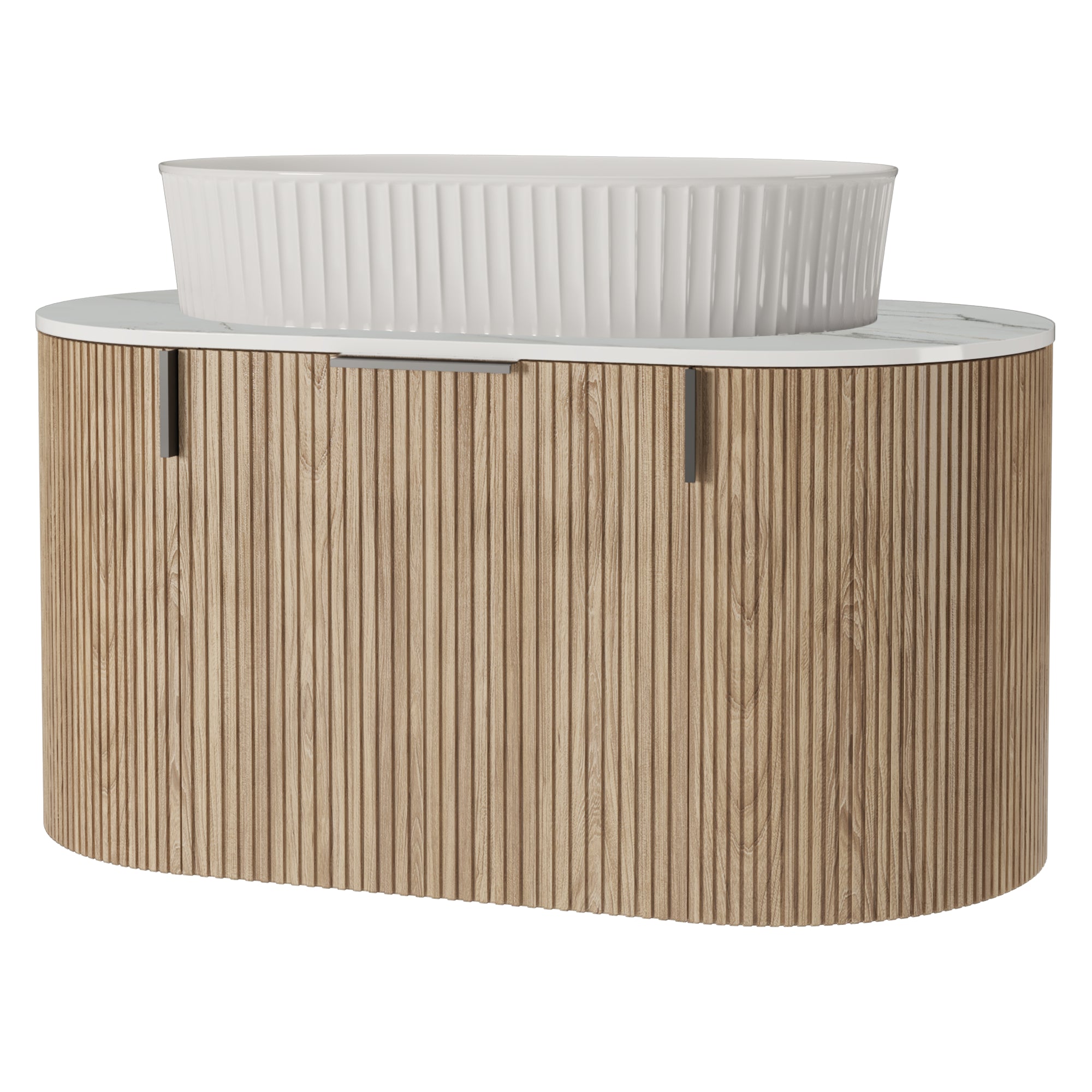 Bathroom furniture set LA VERNOR, oak/white, 80 cm