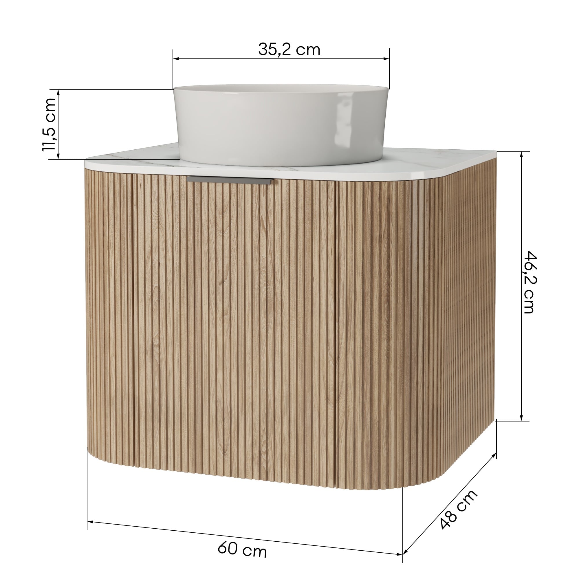 Bathroom set MARLIN, acacia/white, 60 cm