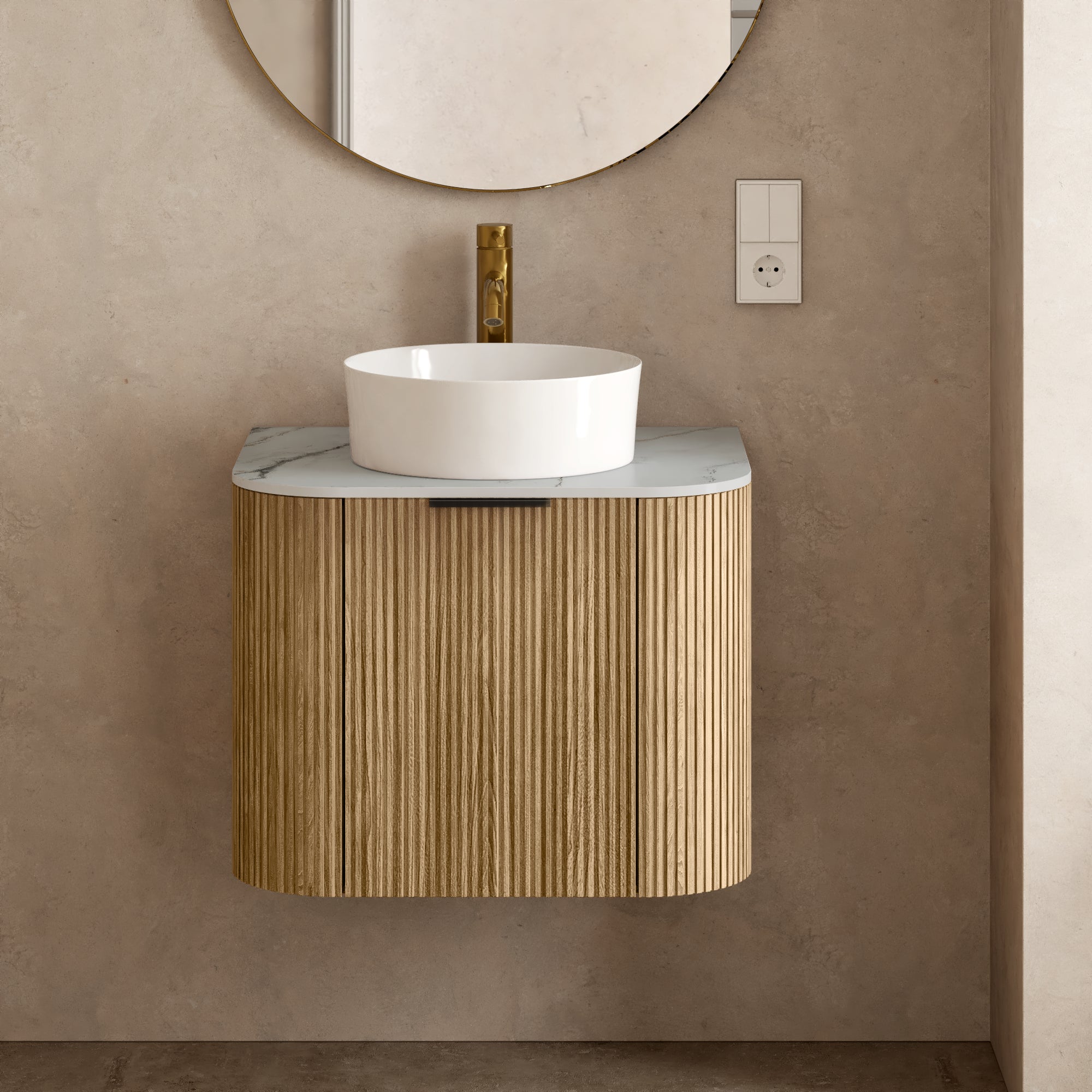 Bathroom set MARLIN, acacia/white, 60 cm