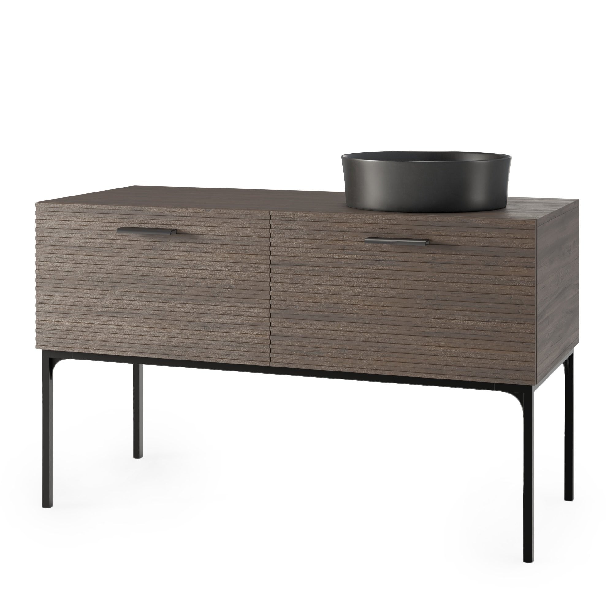 Bathroom furniture set LA SABLES, walnut/black, 120 cm