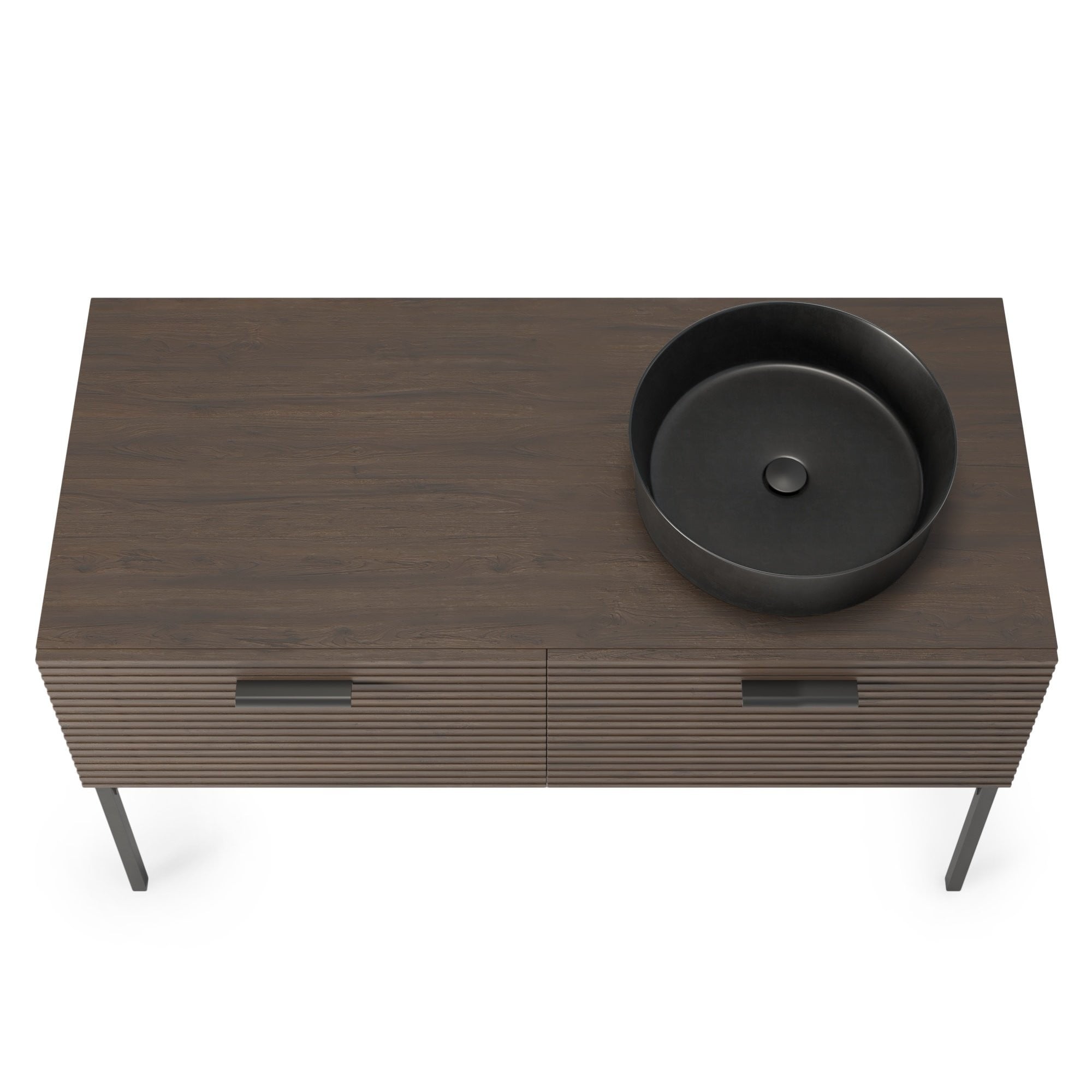 Bathroom furniture set LA SABLES, walnut/black, 120 cm