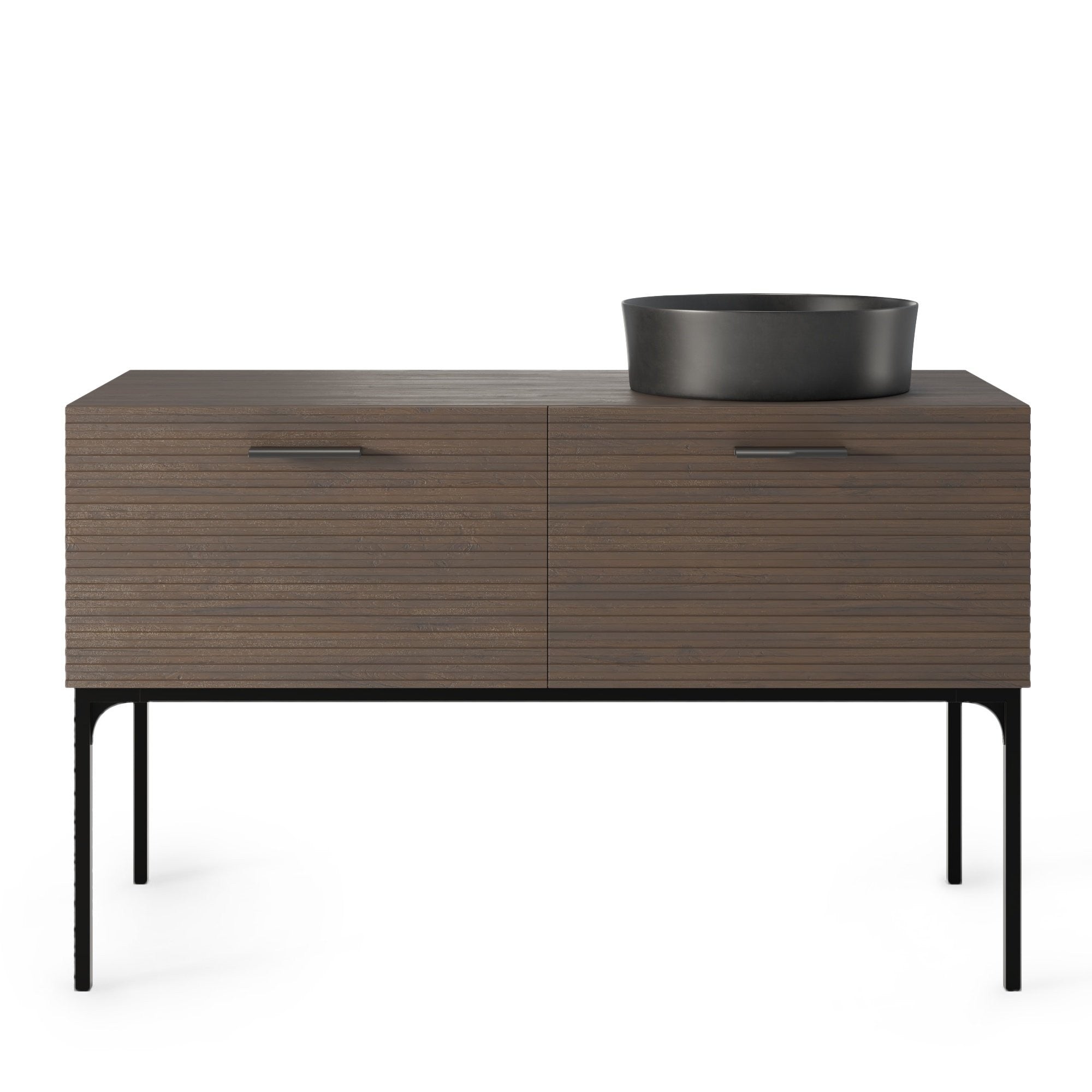 Bathroom furniture set LA SABLES, walnut/black, 120 cm