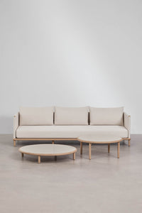 Komplektas OLIVIJA, baltos gardenijos, sofa ir 2 staliukai
