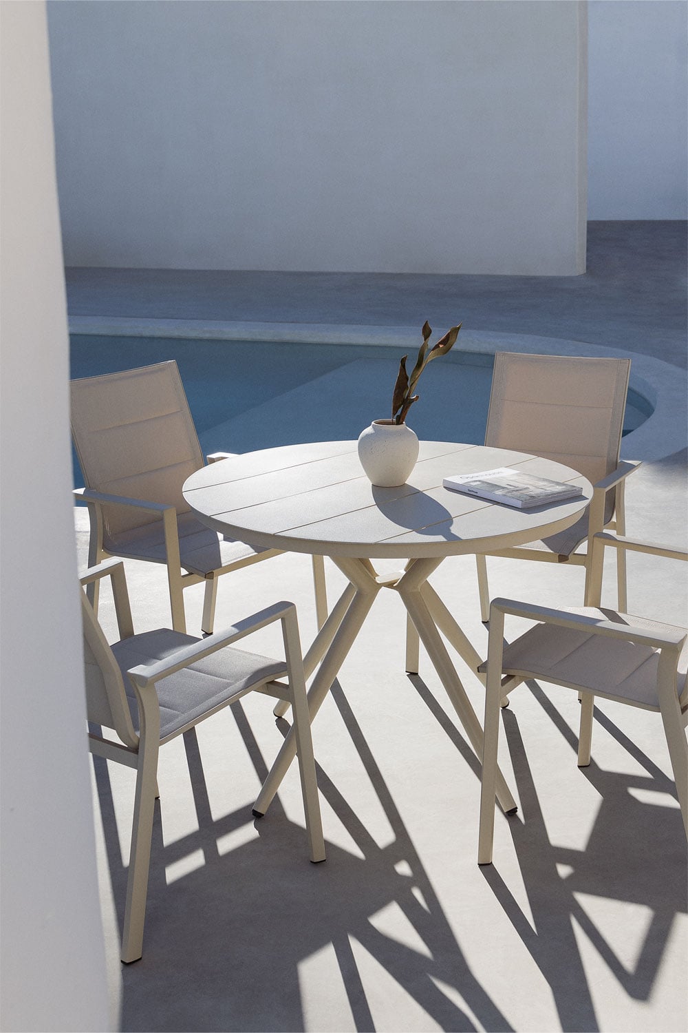Outdoor dining set VALERIE, aluminum, 4 chairs, cream
