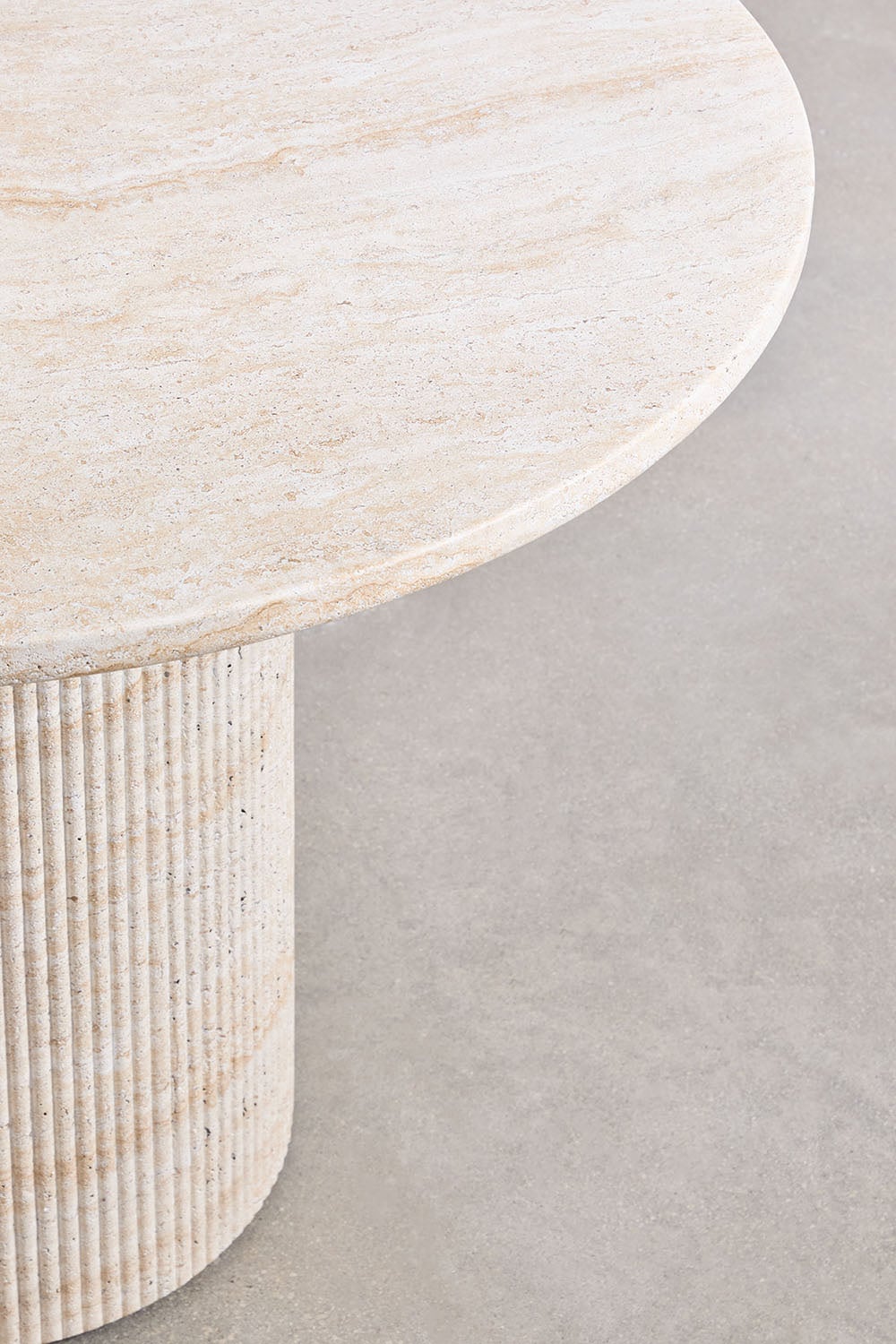 VELIA round outdoor table, travertine imitation