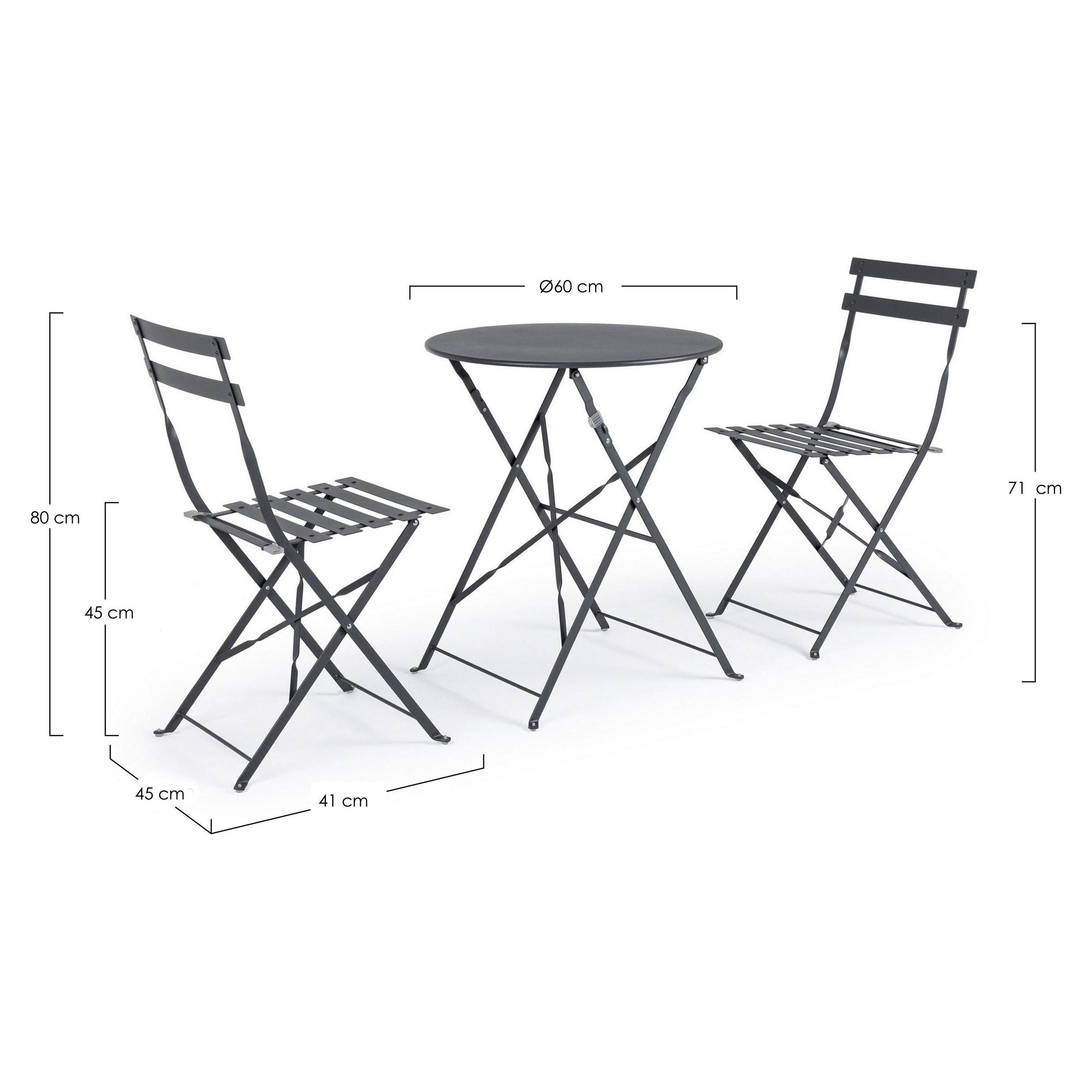 Bistro baldų komplektas WISSANT CHARCOAL