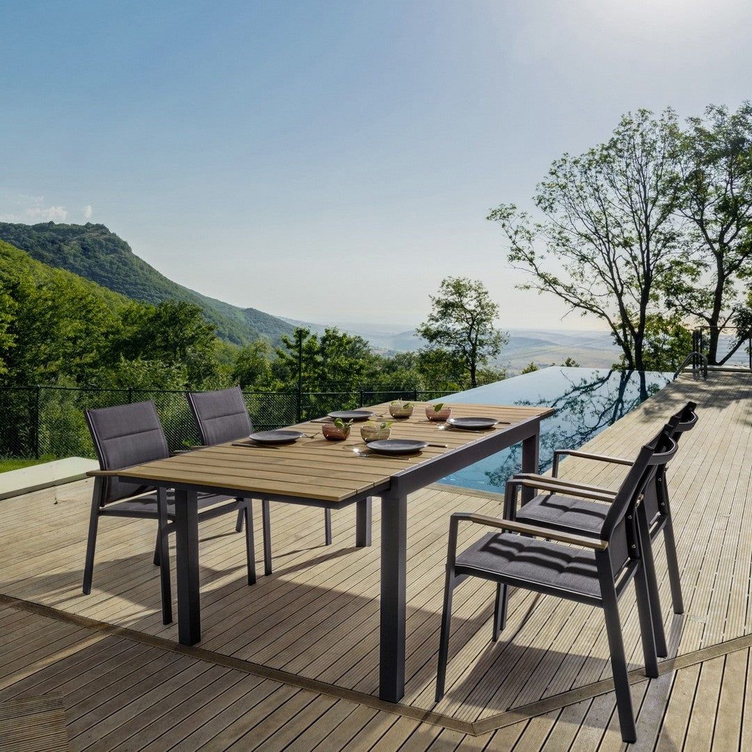 Outdoor Dining Table ELIAS CHARC, 140-200X90 cm