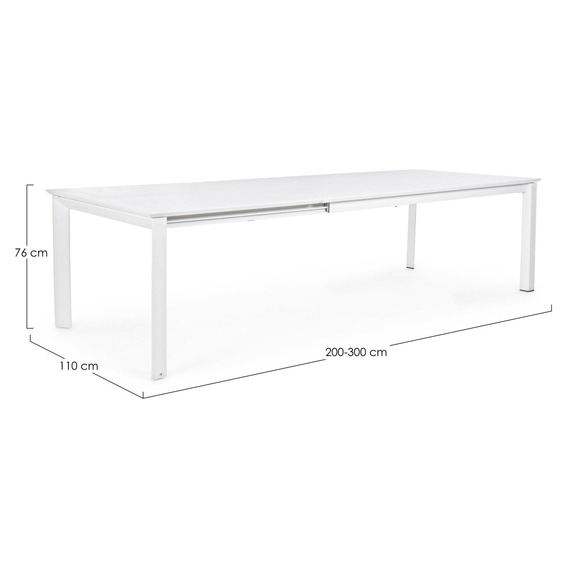 Lauko valgomojo stalas KONNOR WHITE, 200-300X110 cm