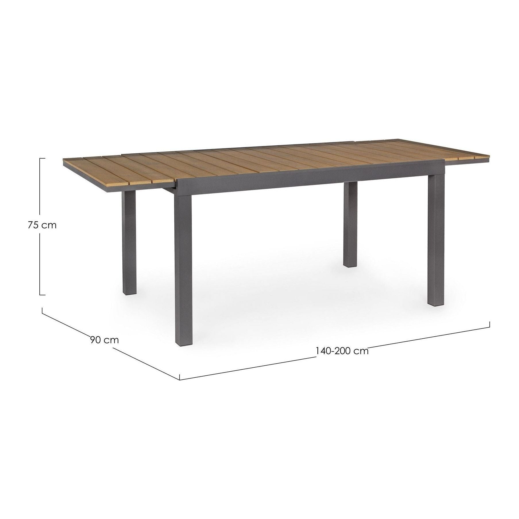 Outdoor Dining Table ELIAS CHARC, 140-200X90 cm