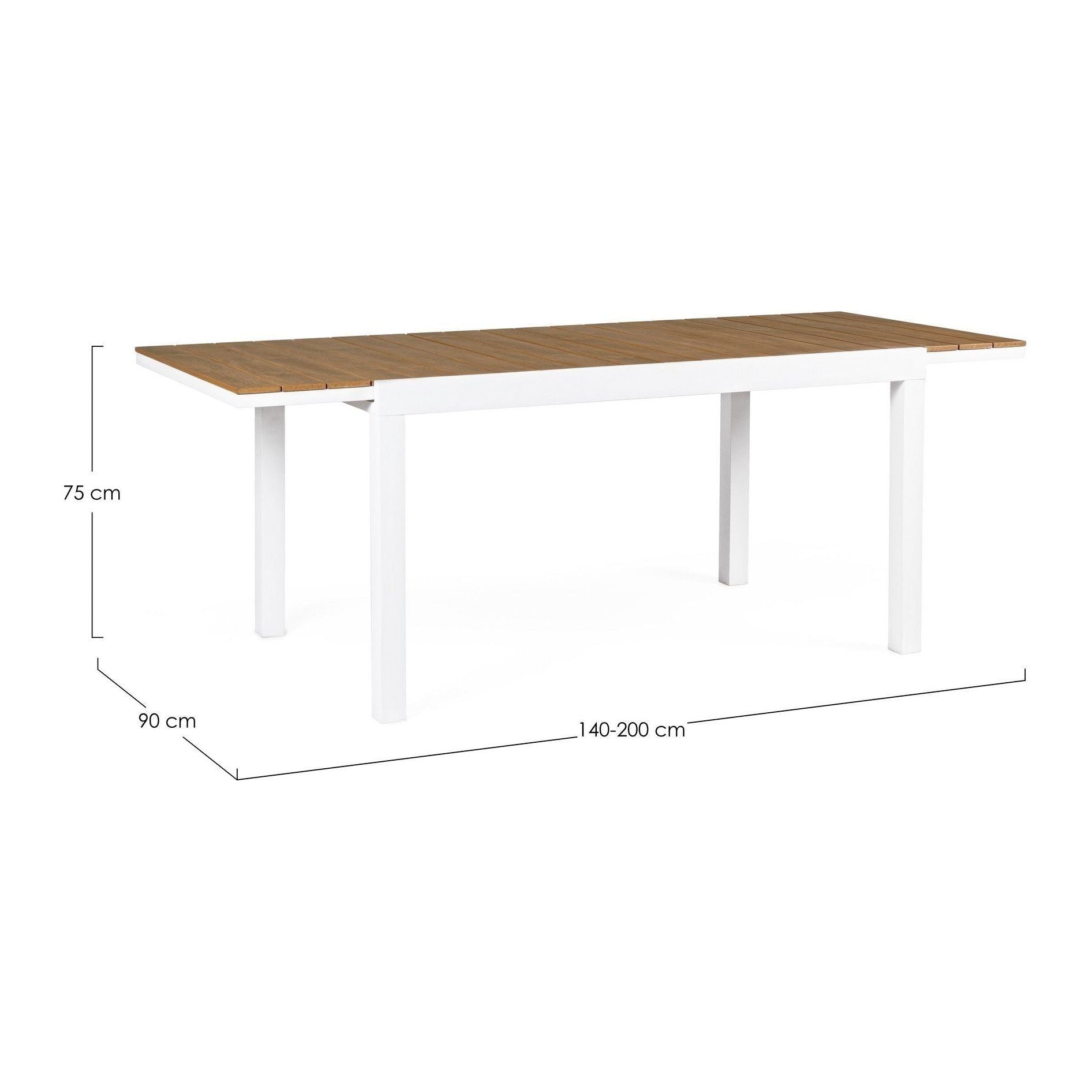 Lauko valgomojo stalas ELIAS WHITE, 140-200X90 cm