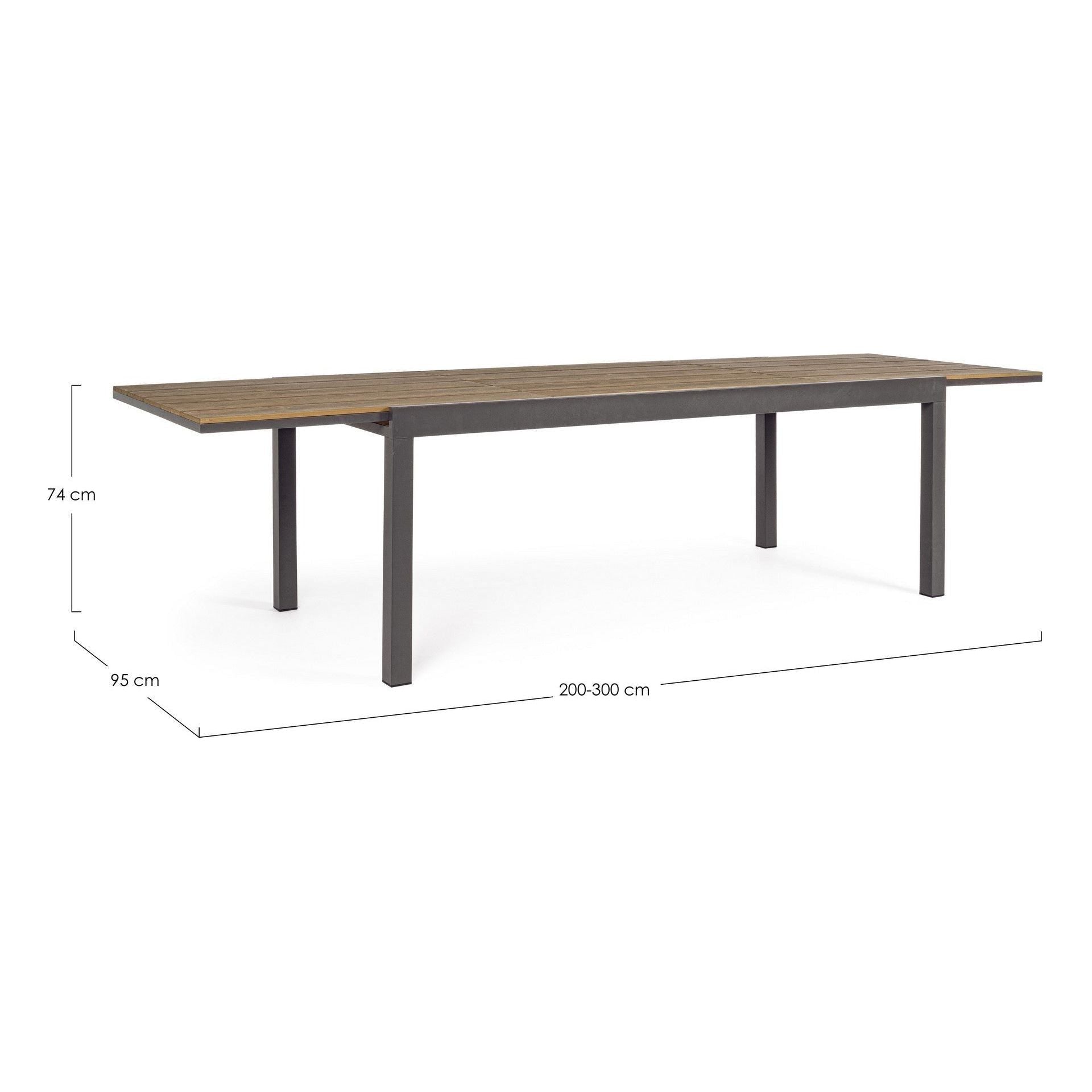 Lauko valgomojo stalas ELIAS CHARC, 200-300X95 cm
