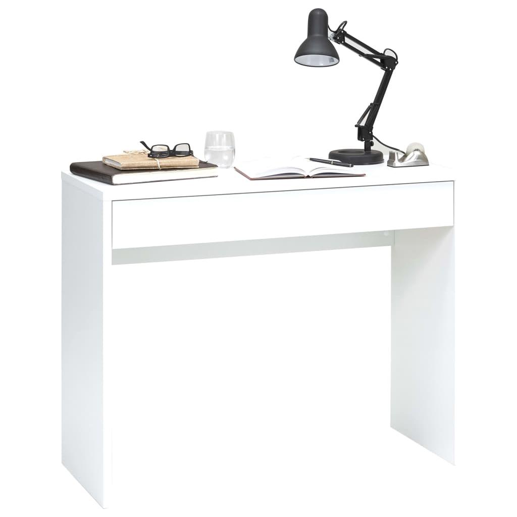 FMD Rašomasis stalas su plačiu stalčiumi, baltos spalvos, 100x40x80cm