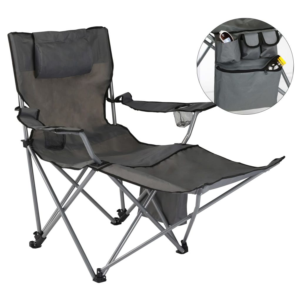 HI Prabangi stovyklavimo kėdė su pakoja, antracito spalvos