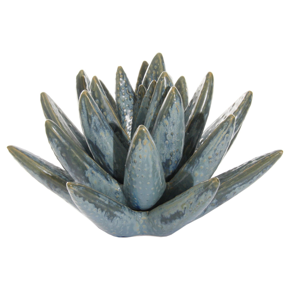 Dekoracija keramikinė aloe, melsva spalva, 25 cm