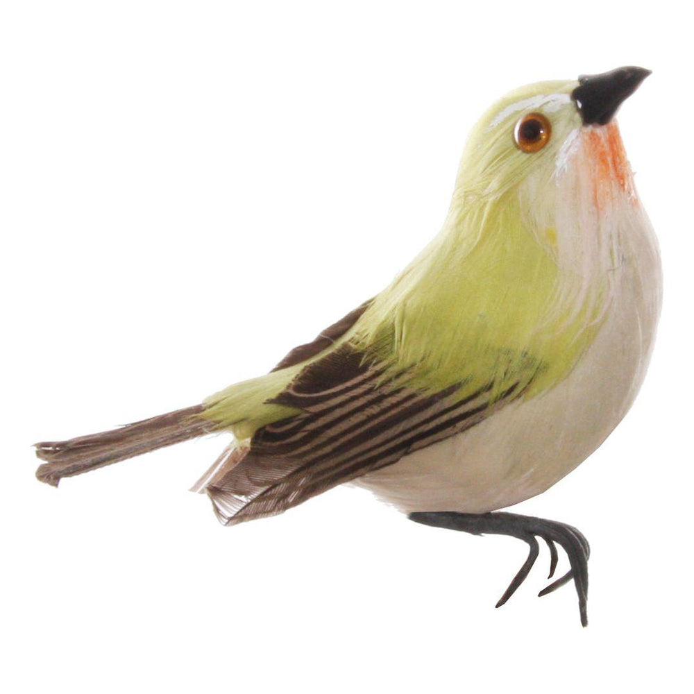 Dekoracija paukštis, žalia/ruda spalva, 9 cm