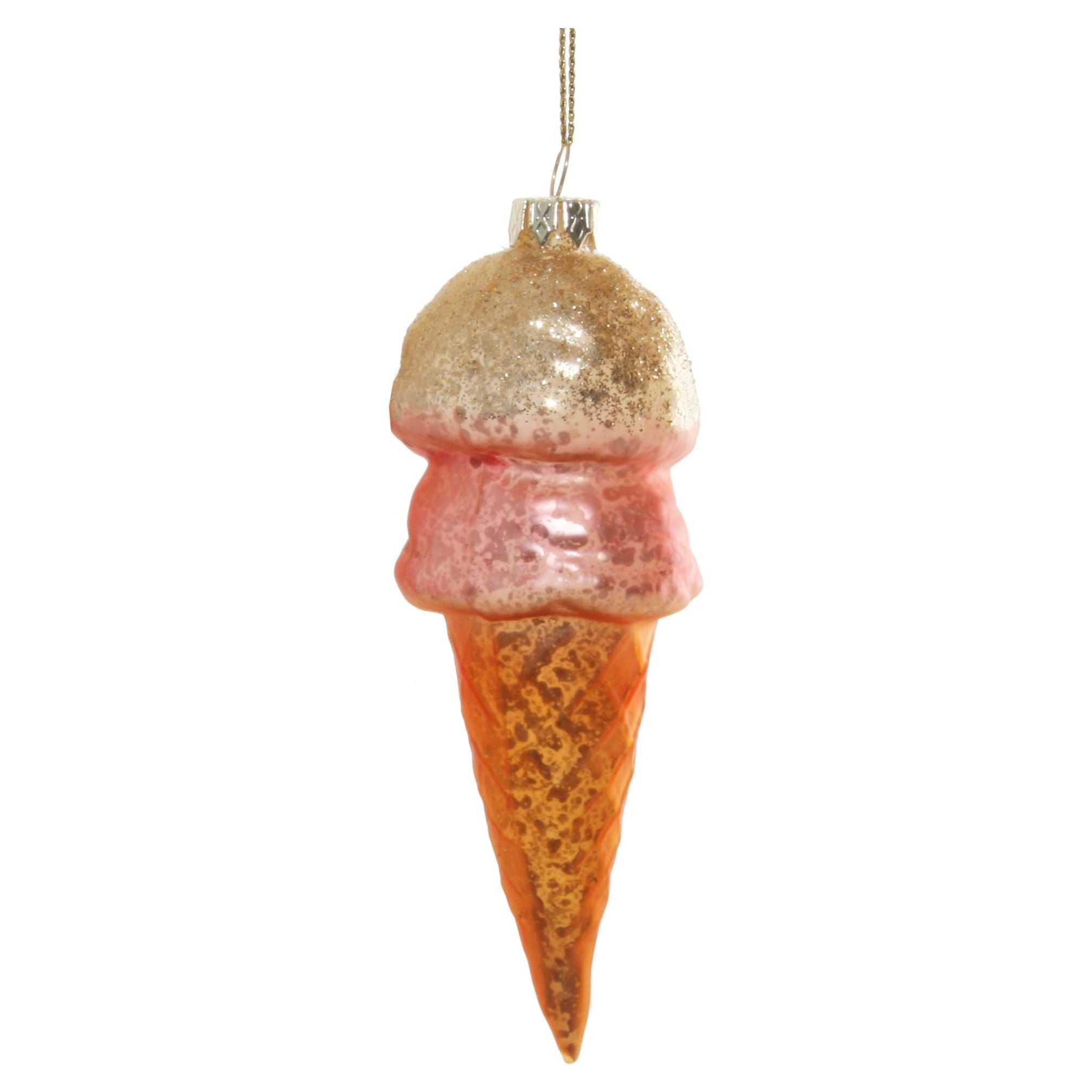 Kalėdinis žaisliukas ledai, rožinė/oranžinė spalva, 11 cm