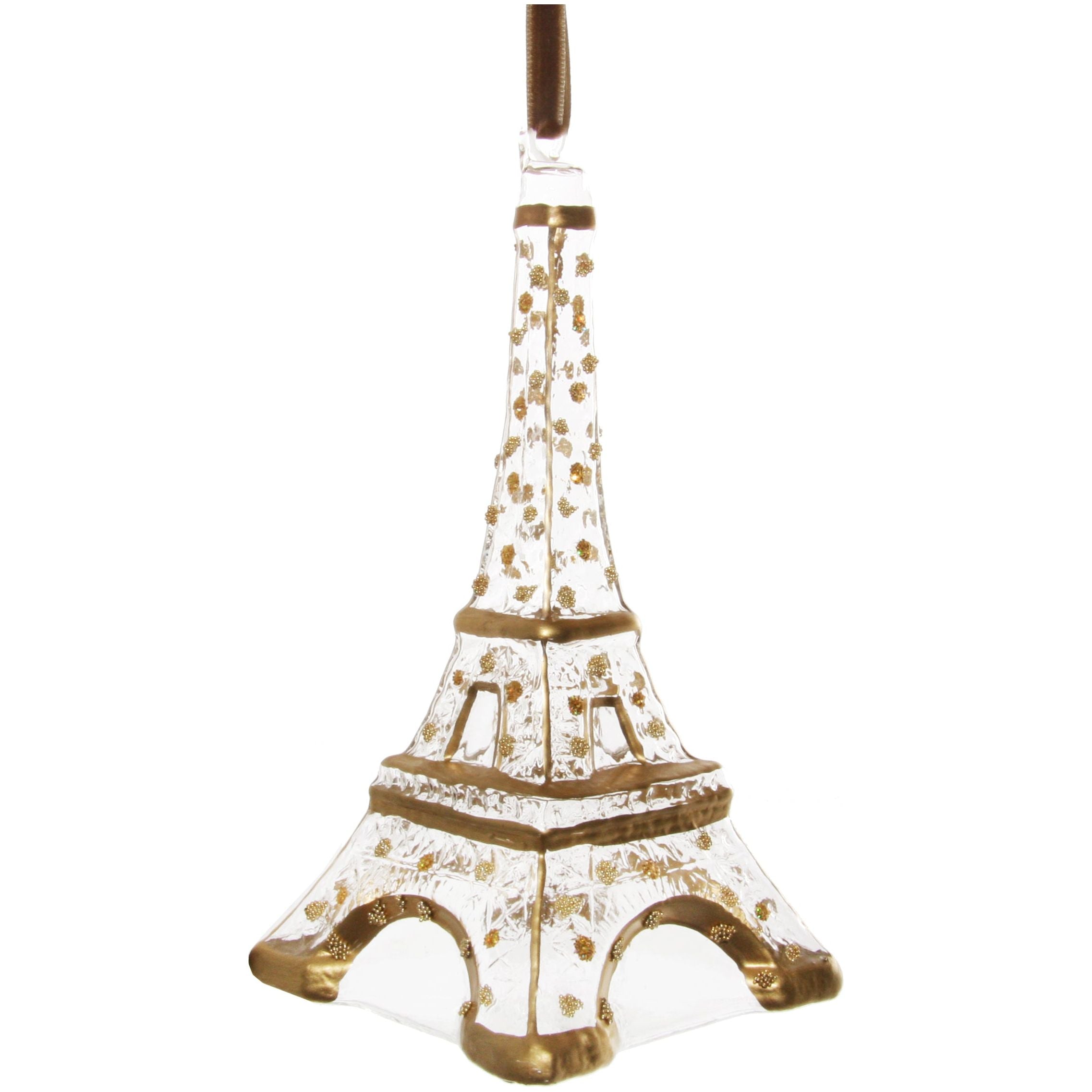 Glass Eiffel Tower, gold color 17 cm