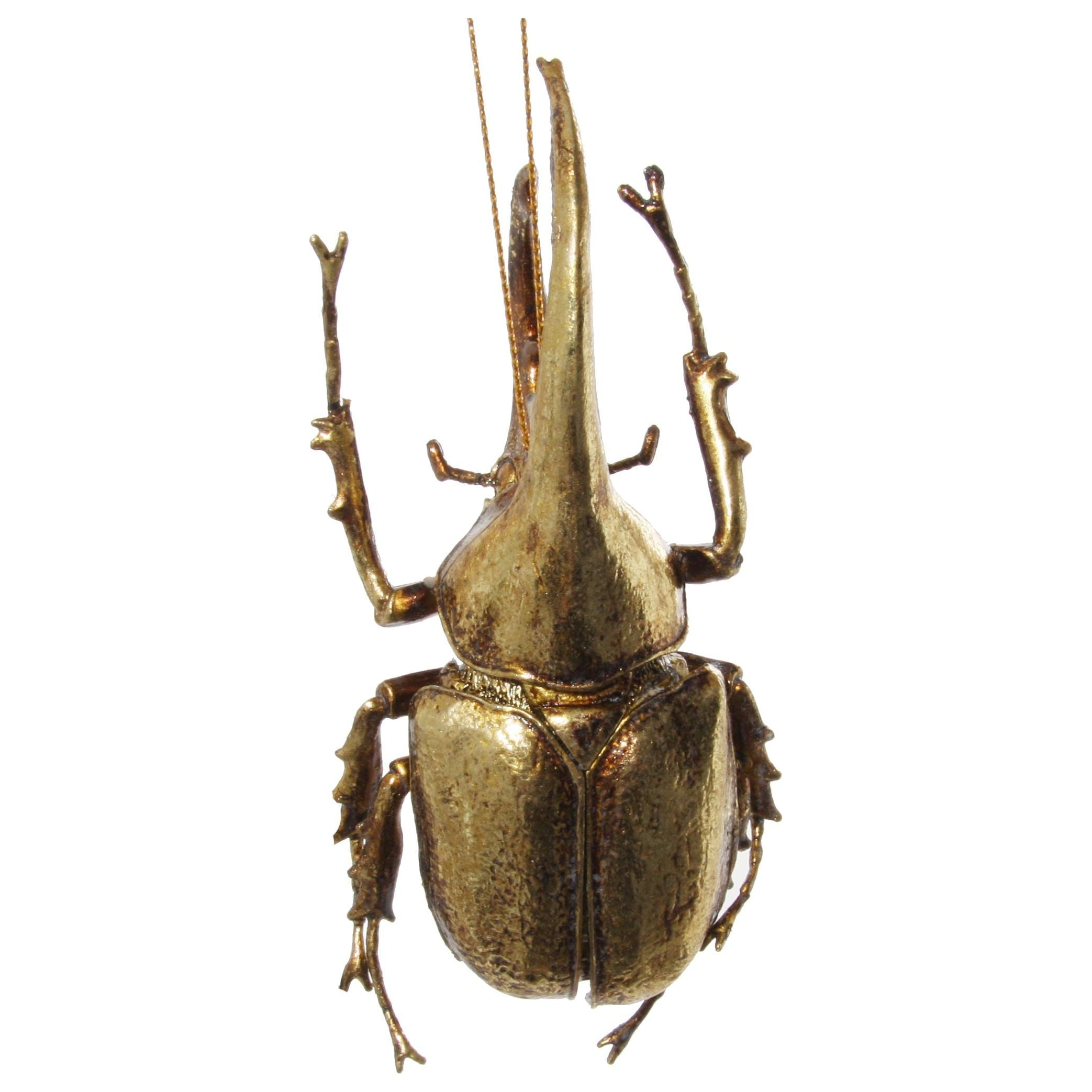 Kalėdinis žaisliukas vabalas, sendinta aukso spalva, 13,5 cm