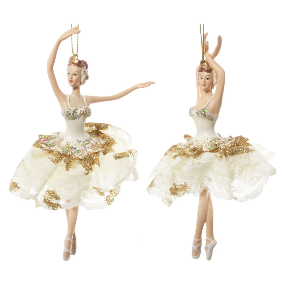 Kalėdinis žaisliukas balerina, kreminė spalva, 16 cm.