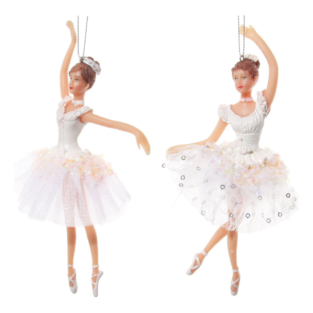 Kalėdinis žaisliukas balerina, balta spalva, 16 cm