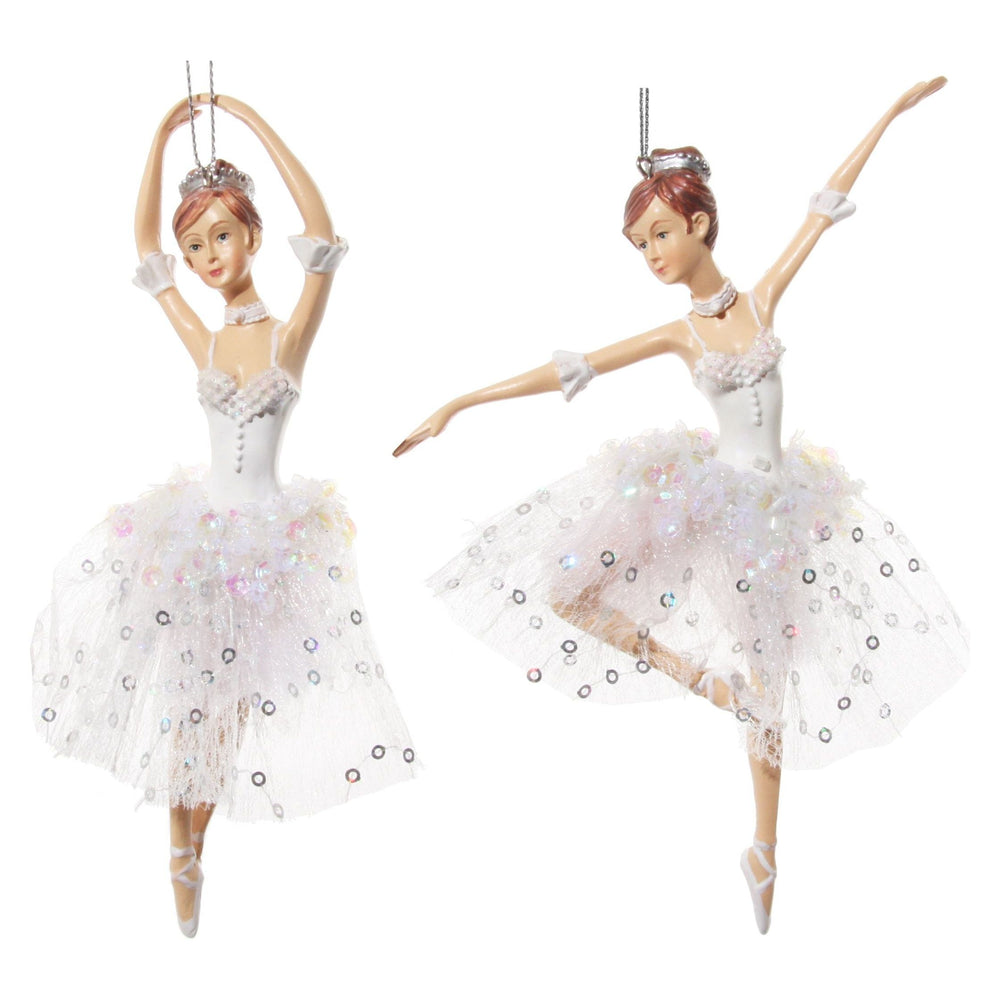 Kalėdinis žaisliukas balerina, balta spalva, 17 cm,