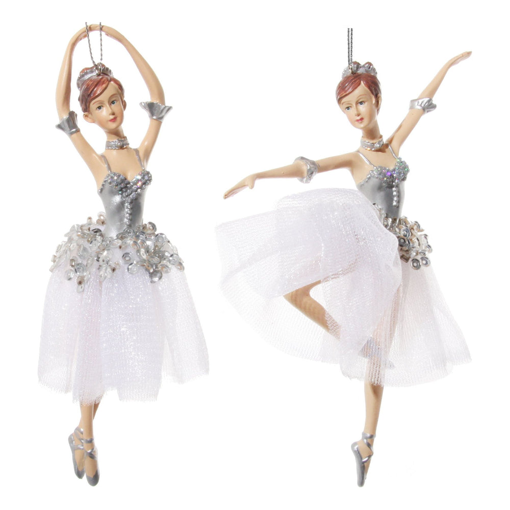 Kalėdinis žaisliukas balerina, sidabrinė spalva, 17 cm