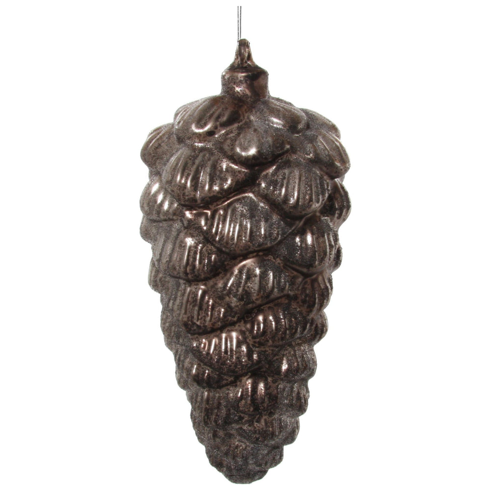 Kalėdinis žaisliukas kankorėžis, sendinta ruda spalva, 20 cm