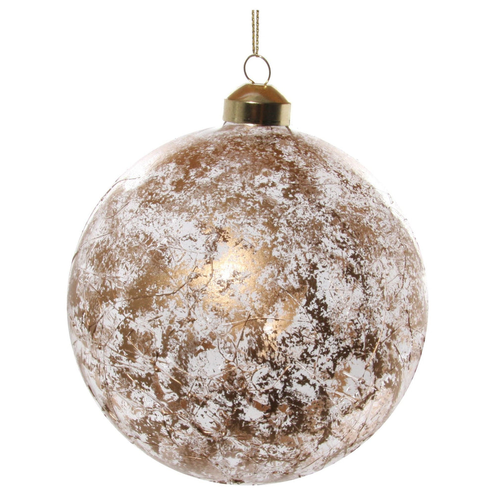 NO Kalėdinis žaisliukas bumbulas, ruda/kreminė spalva, 12 cm
