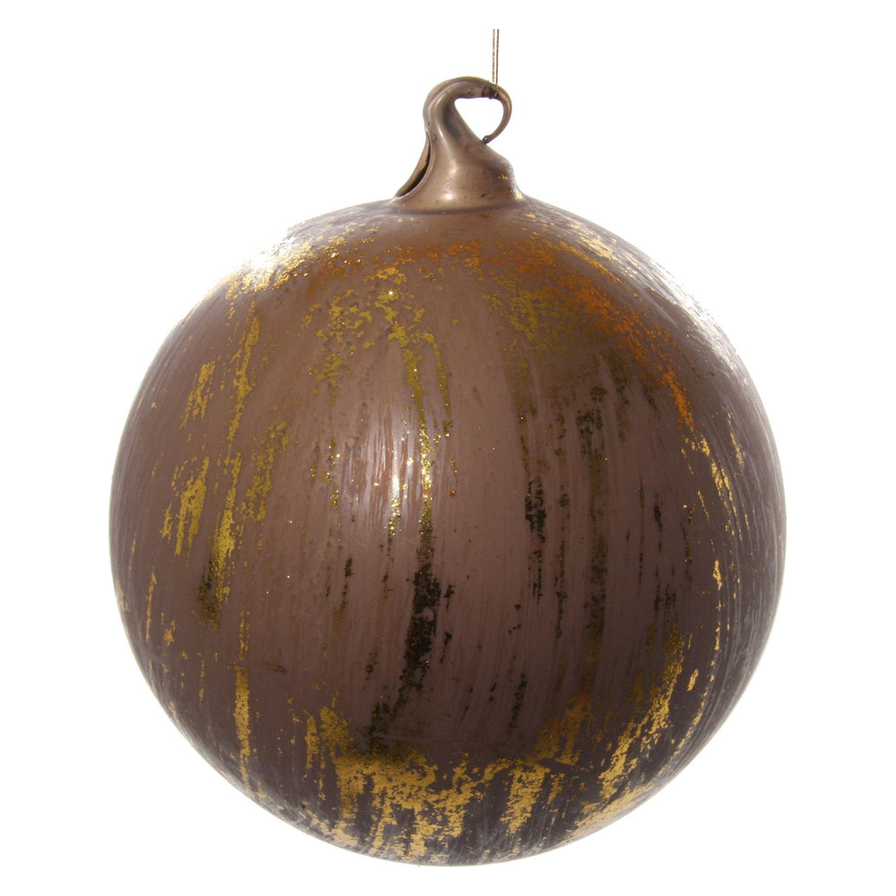 Kalėdinis žaisliukas burbulas su auksinėmis detalėmis, ruda spalva, 12 cm
