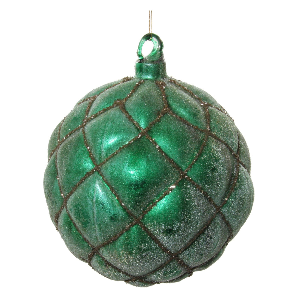 Kalėdinis žaisliukas bumbulas, žalia/auksinė spalva, 12 cm