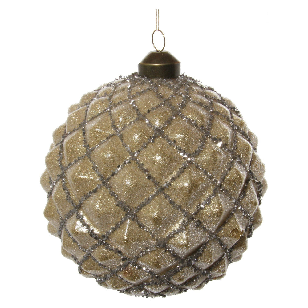 NO Kalėdinis žaisliukas bumbulas kankorėžis, auksinė/sidabrinė spalva, 12 cm