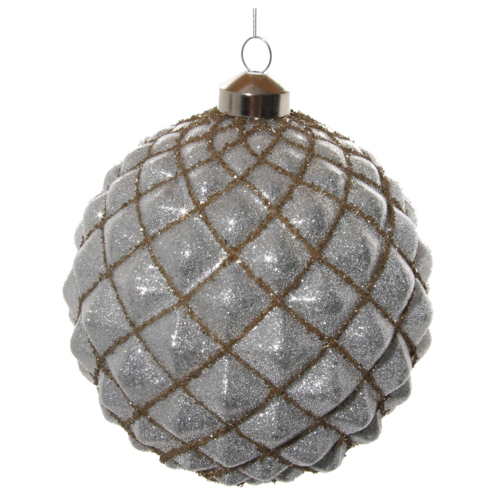 Kalėdinis žaisliukas bumbulas kankorėžis, sidabrinė/auksinė spalva, 12 cm
