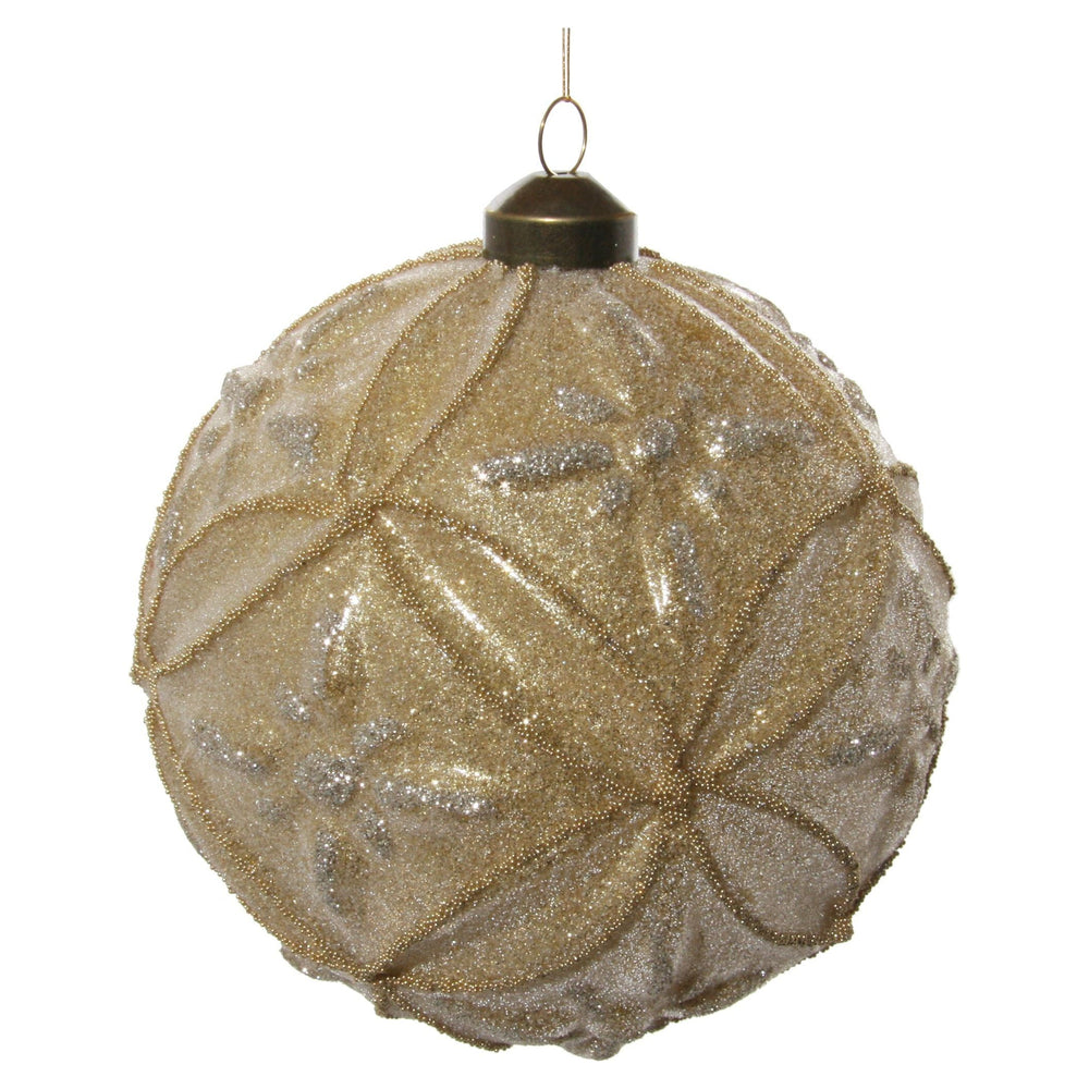 NO Kalėdinis žaisliukas gėlėtas bumbulas, auksinė spalva, 12 cm