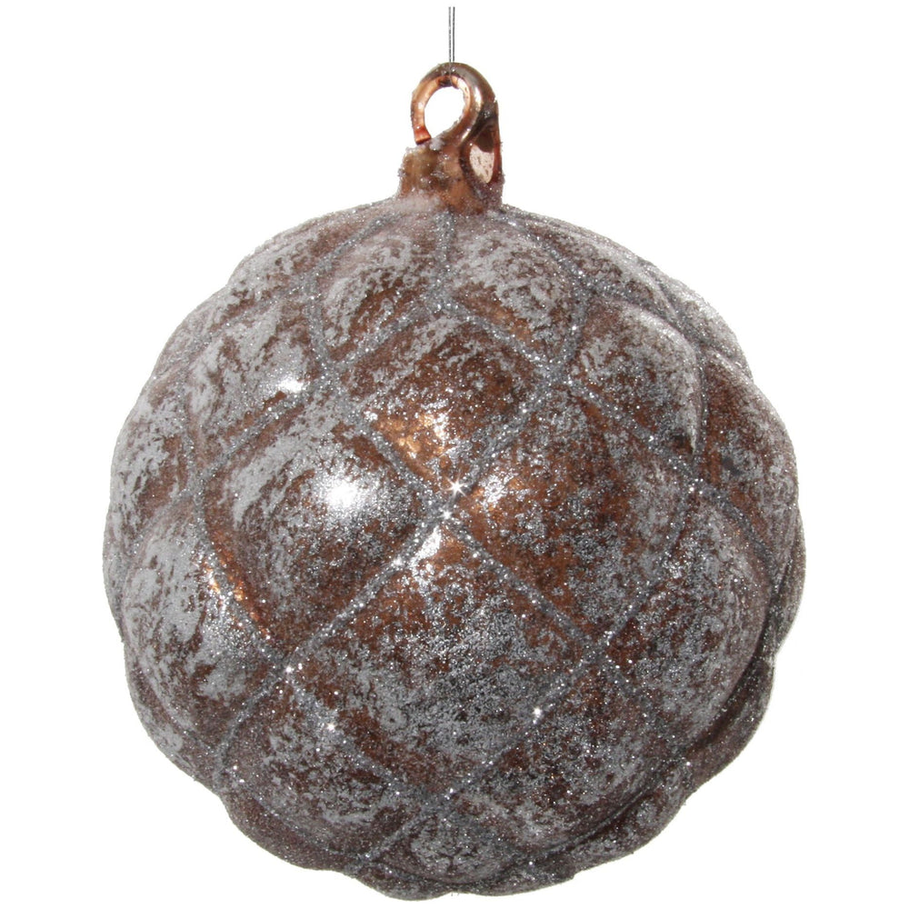 Kalėdinis žaisliukas bumbulas kankorėžio raštu, 12 cm