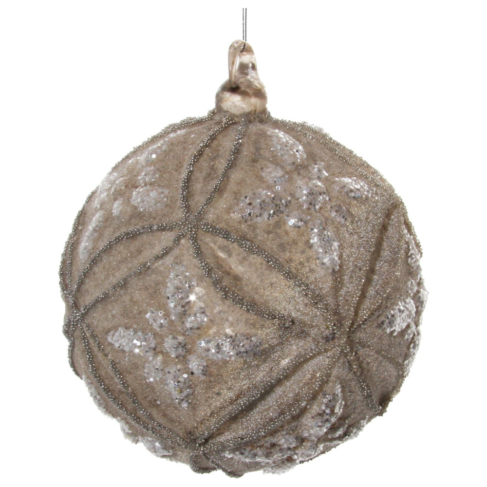 NO Kalėdinis žaisliukas cukruotas bumbulas su karoliukais, 12 cm