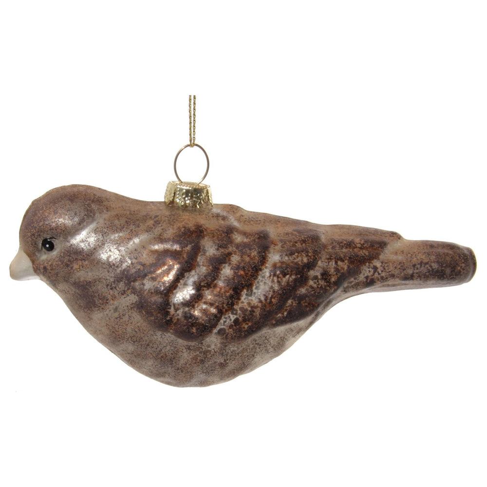 Kalėdinis žaisliukas paukštis, sendinta ruda, 13,5 cm