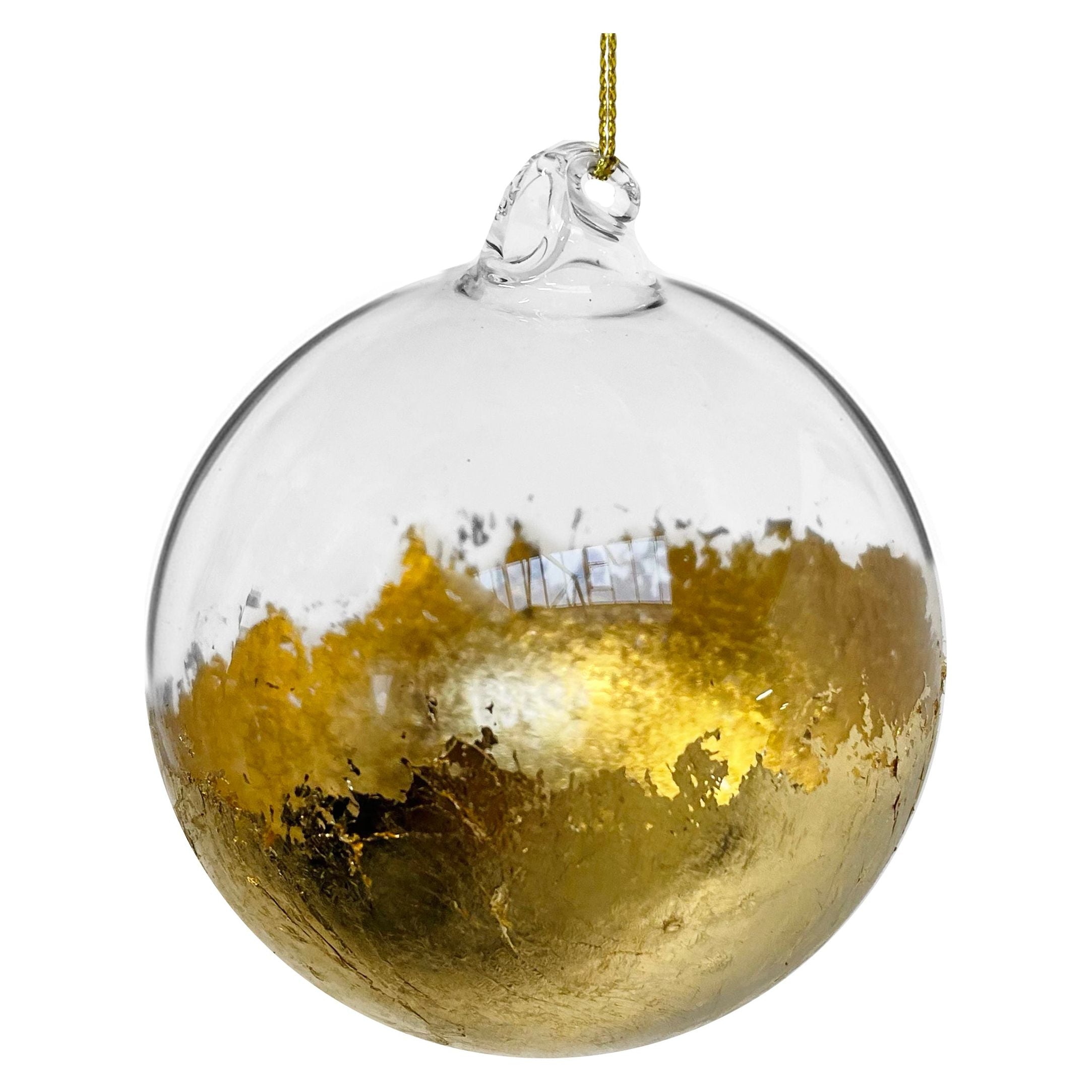 Glass bauble, bottom part with gold trim 8cm