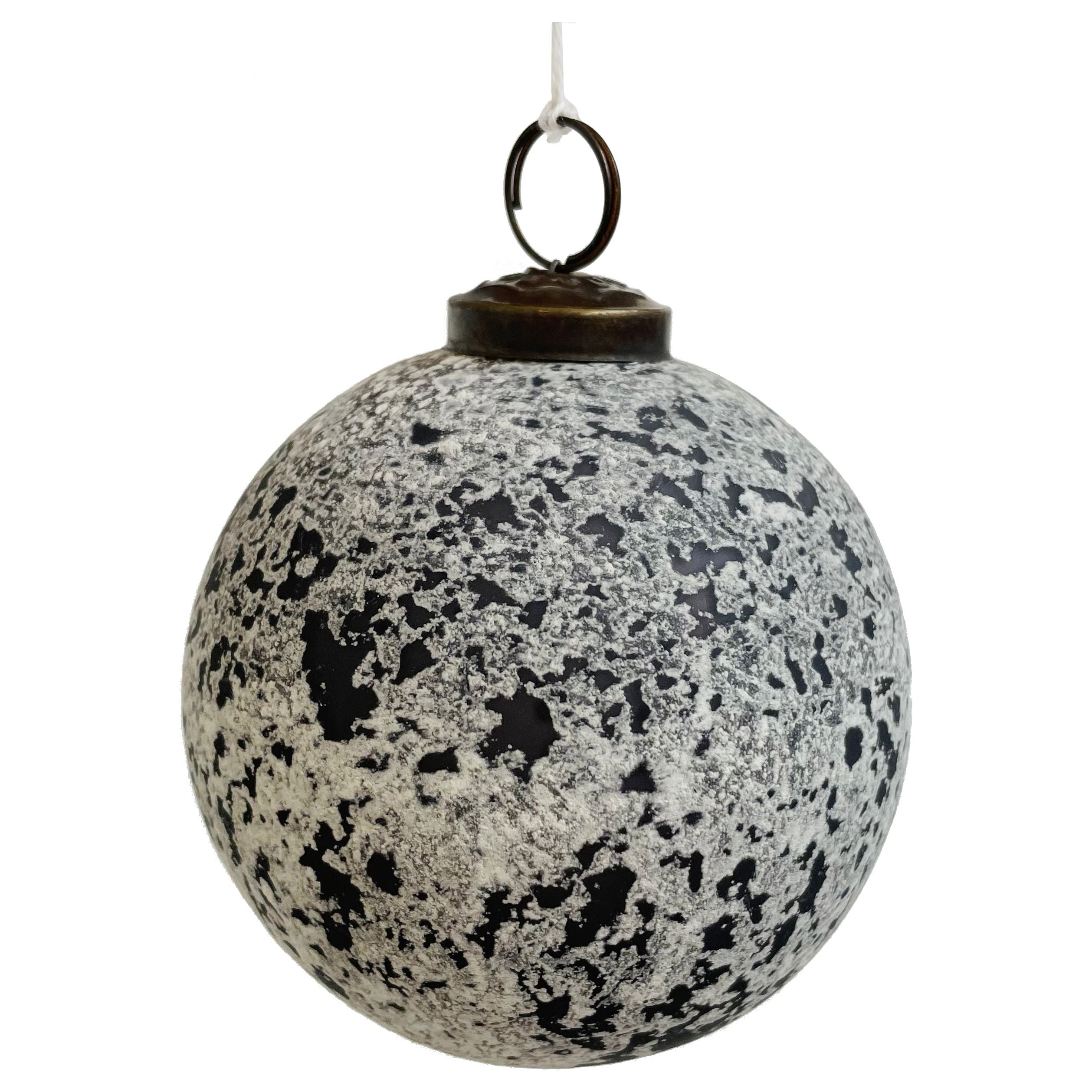 Glass bubble, brown, white 10cm