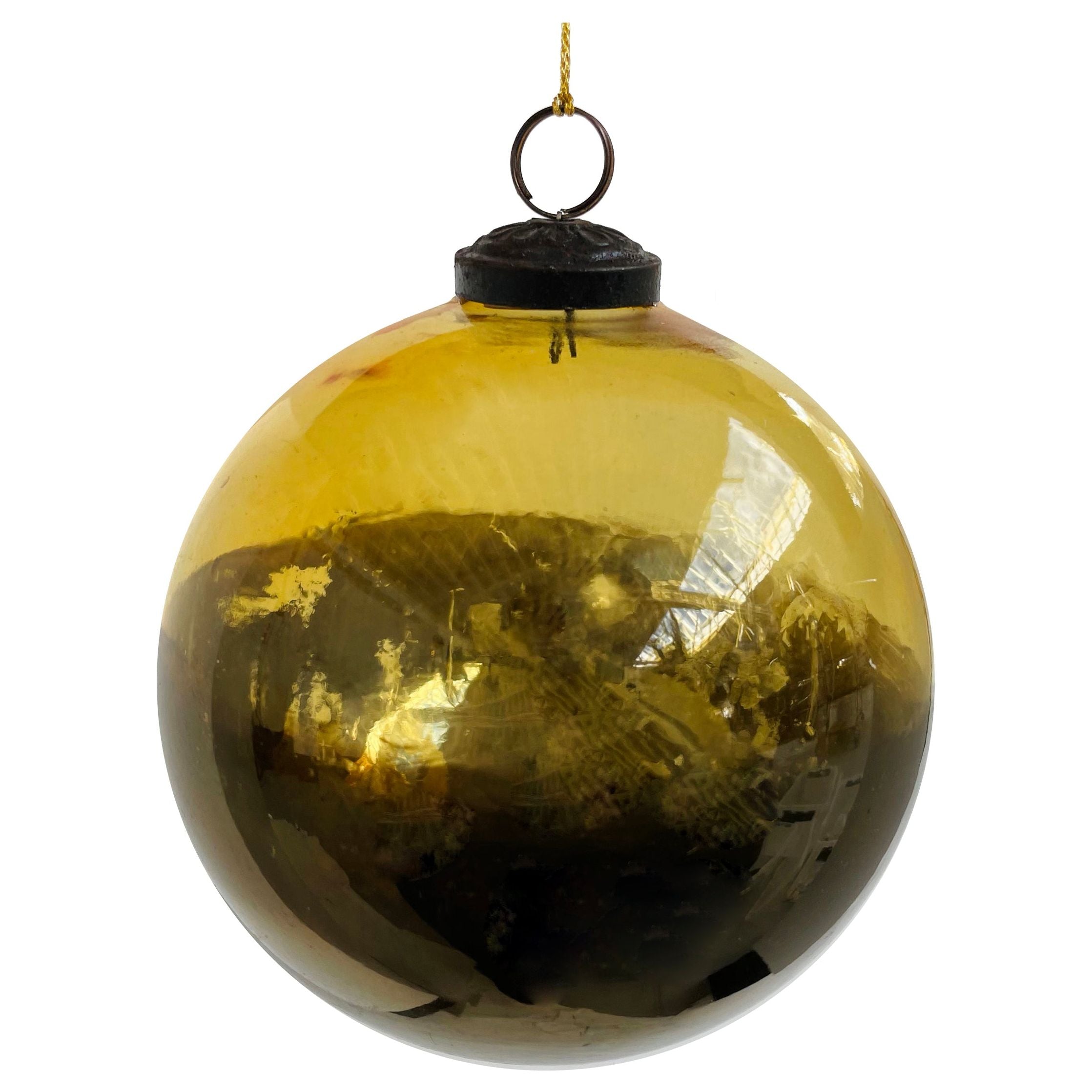 Glass bubble, gold, semi-mirror effect 12cm