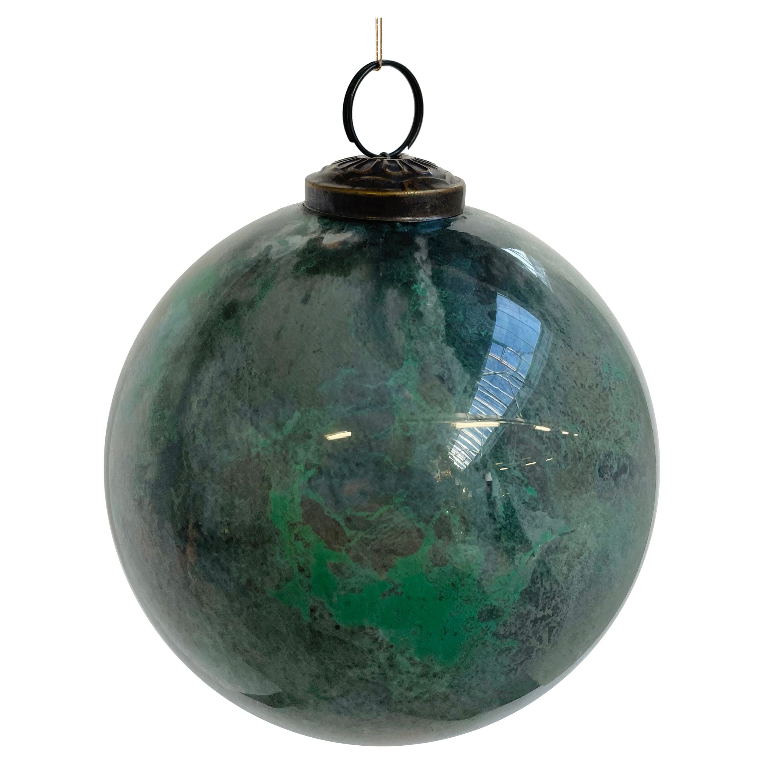 Glass bubble green, gray, marble 12cm